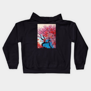 wall art painting butterfly floral trees abstract soft paint Japanese style unique Kids Hoodie